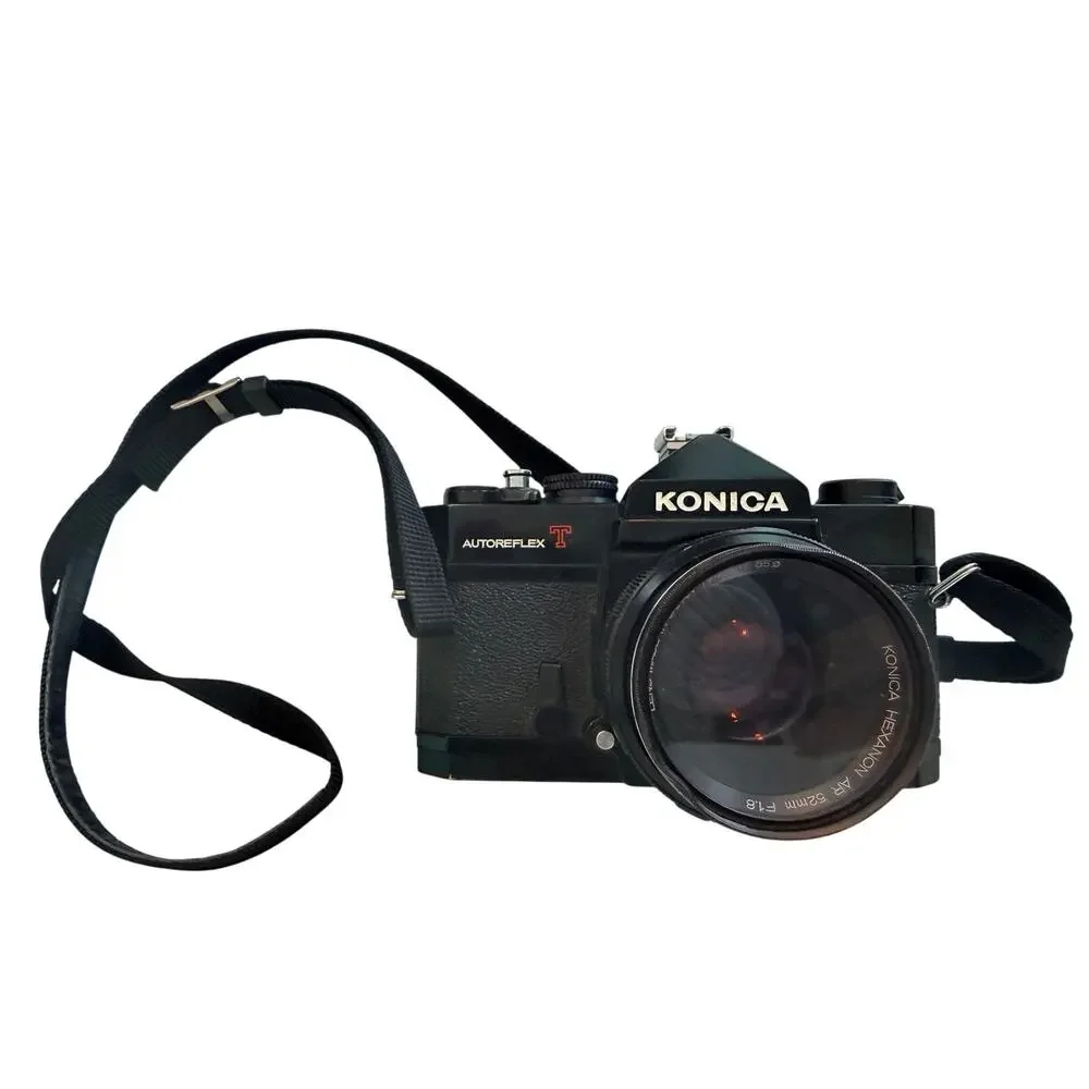 Konica Autoreflex T 35mm SLR Film Camera Hexanon AR 52mm f/1.8 Lens Vintage